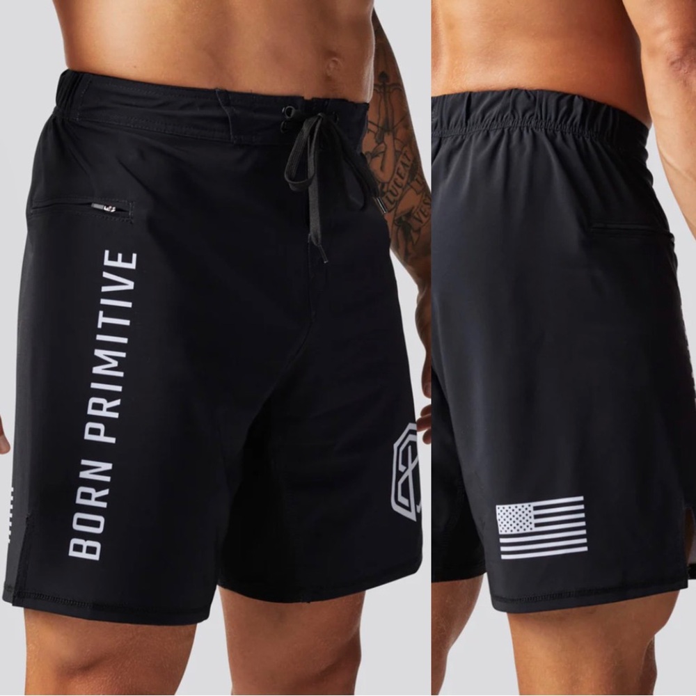 Born Primitive | Black and White American Defender Short Tie 3.0 | Size 36